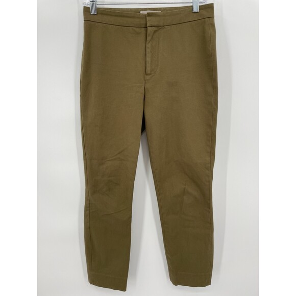 EVERLANE The Fixed Waist Stretch Cotton Trouser Pant Olive Green Size 2 - Picture 3 of 8